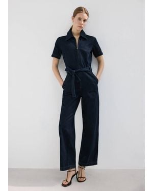 Mango Belt Denim Jumpsuit - Blue