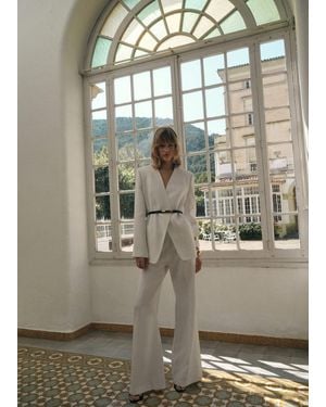 Mango Double-Breasted Suit Jacket - White