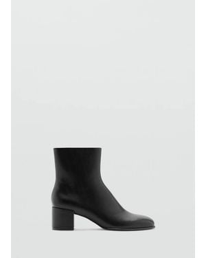 Mango Faux Leather Ankle Boot With Block Heel - White