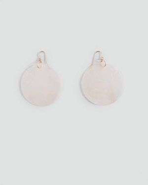 MANGO TEEN Shell Pendant Earrings - White