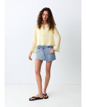 MANGO TEEN Bead Detail Blouse - Blue