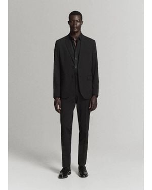 Mango Super Slim Fit Cotton Stretch Suit Shirt - Black