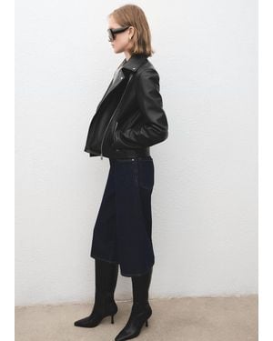 Mango Faux-Leather Biker Jacket - Black