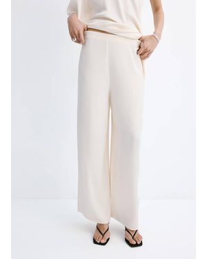 Mango Satin Straight-Fit Trousers - White