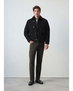 Mango Veste 100 Coton Poches Denim - Noir