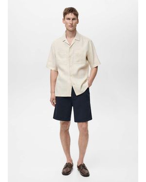 Mango Denim Bermuda Shorts With Drawstring - Natural