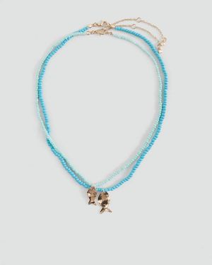 MANGO TEEN Pack Of 2 Necklaces With Charm Detail - Blue