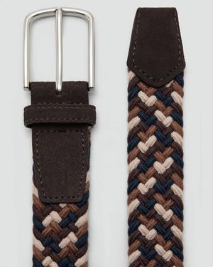 Mango Braided Elastic Coloured Belt - Black