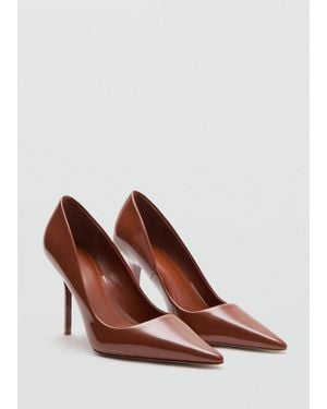 Mango Spitz Zulaufende Pumps - Braun
