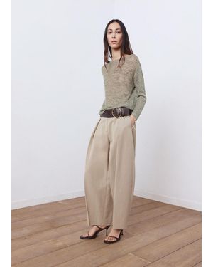 Mango Lurex Knitted Jumper - White