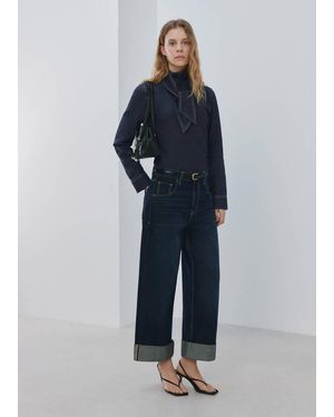 Mango Denim Shirt With Tie Fastening - Blue