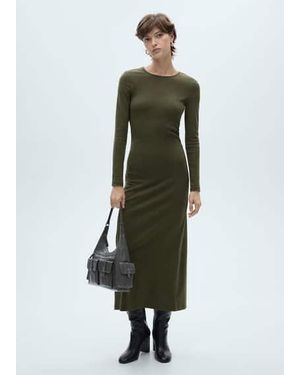 Mango Cotton Midi Dress - Green