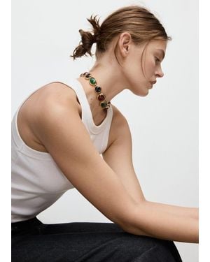 Mango Combined-Resin Bead Necklace - Natural