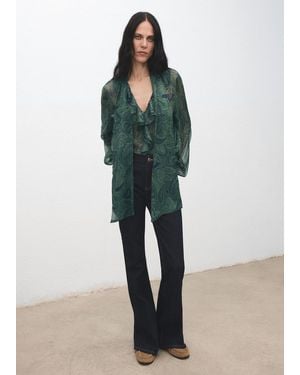 Mango Paisley-Print Blouse With Foulard - Green