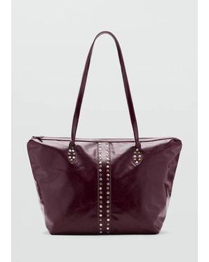 MANGO TEEN Stud Shopper Bag - Purple