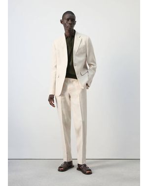 Mango Amalfi 100% Linen Slim-Fit Suit Trousers - Natural