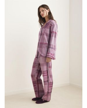 Mango Pantaloni Pigiama Stampa Piping Prugna - Blu