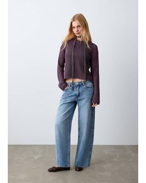 MANGO TEEN Openwork Knit Jumper - Purple
