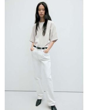Mango Oversized T-Shirt With Stitching Detail - White