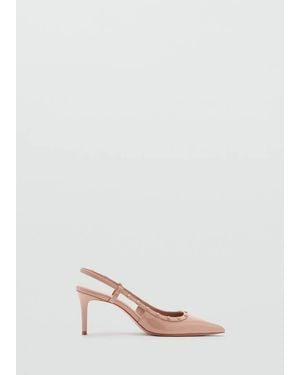 Mango Chaussures À Talon En Cuir Vernis Nude - Blanc