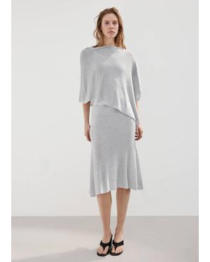 Mango Fine Knit Midi Skirt - Grey