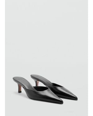 Mango Pointed-Toe Leather Heeled Shoes - White