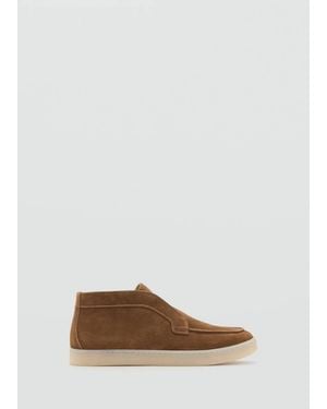Mango Suede Leather Sporty Ankle Boot - Brown
