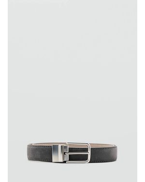 Mango Reversible Suede Leather Belt - Grey