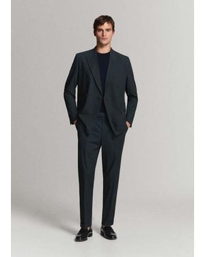 Mango Boston Regular-Fit Double-Breasted Suit Jacket - Blue