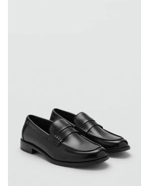 Mango Nappa Leather-Effect Moccasins - Black