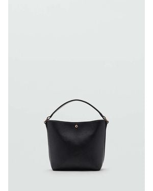 Mango Faux-Leather Bucket Handbag - Black