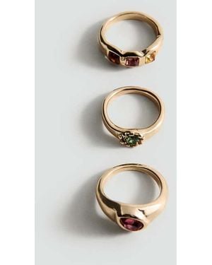 Mango Pack Of 3 Combined Rings - White