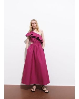 Mango Asymmetrical Dress With Cut-Out - Pink