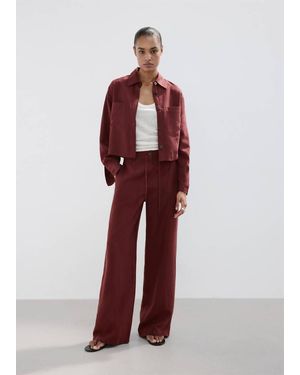 Mango Straight-Fit Lyocell Trousers - Purple