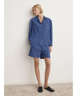 Mango Striped Pyjama Shorts - Blue