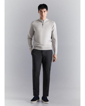 Mango Comfort Stretch Zip Jersey - Grey