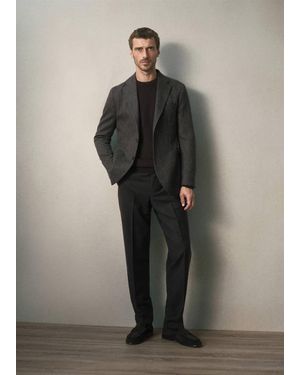 Mango Italian Wool Herringbone Slim Fit Blazer - Grey