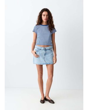 MANGO TEEN Striped Cotton T-Shirt - Blue