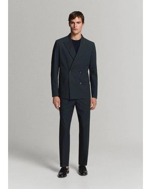 Mango Boston Regular-Fit Suit Trousers - Blue