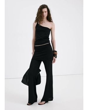 Mango Combined Knit Pants - White