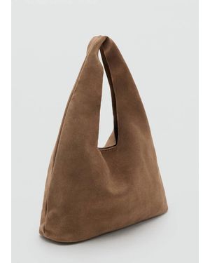 MANGO TEEN Suede Leather Mini-Bag - Brown