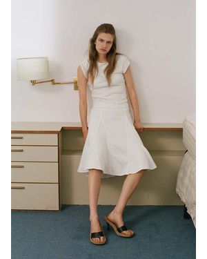 Mango Midi Cotton Skirt With Godets - Natural