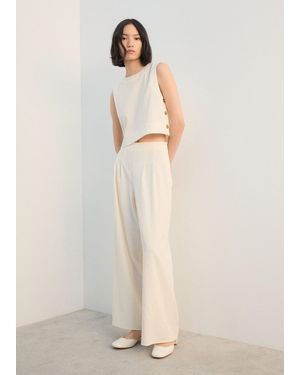 Mango Straight-Fit Pleated Trousers - Natural