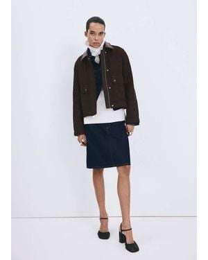 Mango Denim Parka With Contrasting Collar - White