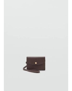 Mango Jewel Button Flap Card Holder - White