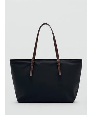 Mango Shopper Bag With Buckle Details - Black