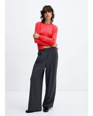 Mango Button Knit Cardigan Coral - Red