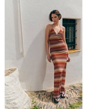MANGO TEEN Open Back Crochet Dress - Orange