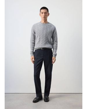 Mango 100% Wool Cable-Knit Jumper - Grey