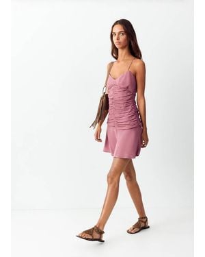 MANGO TEEN Draped Dress With Cross-Back Straps - Red